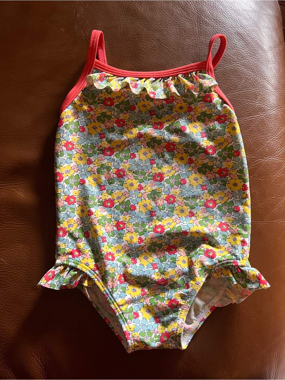 Baby Boden 6-12 months Floral Ruffle One-Piece Swimsuit